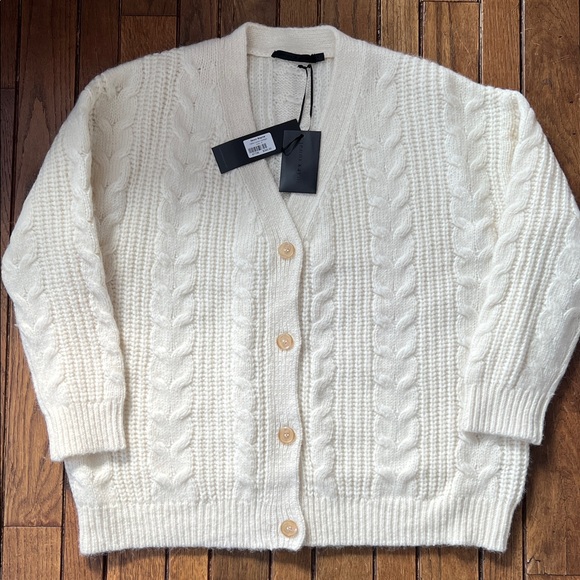 Jenni Kayne Cable Cocoon Cardigan Oversized in Ivory White Size Small NWT - Picture 2 of 12